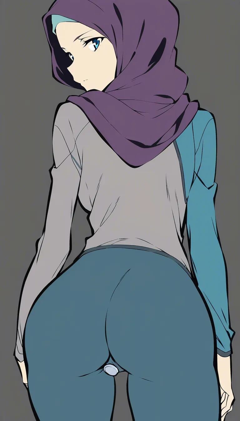 Hijab female putting in a big butt plug