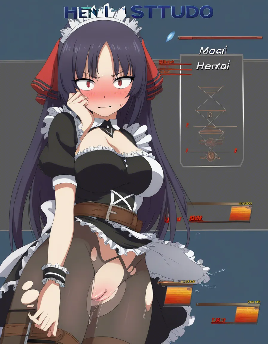 highly detailed, sharp, maid, belt, wet pussy, submissive blush, visual novel art, hentai_studio_quality
