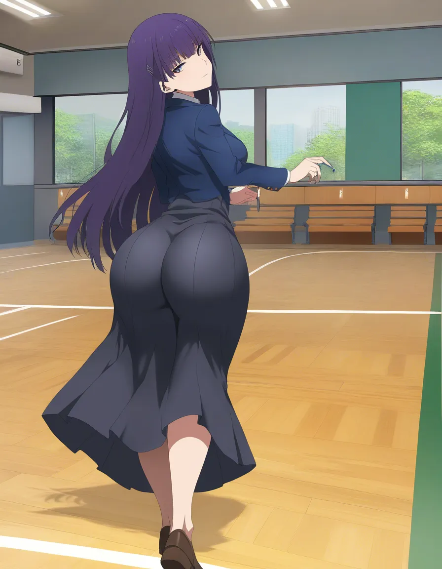 Head_tilt ,long_dress,long_hair,school_uniform,big ass_focus, hentai_studio_quality