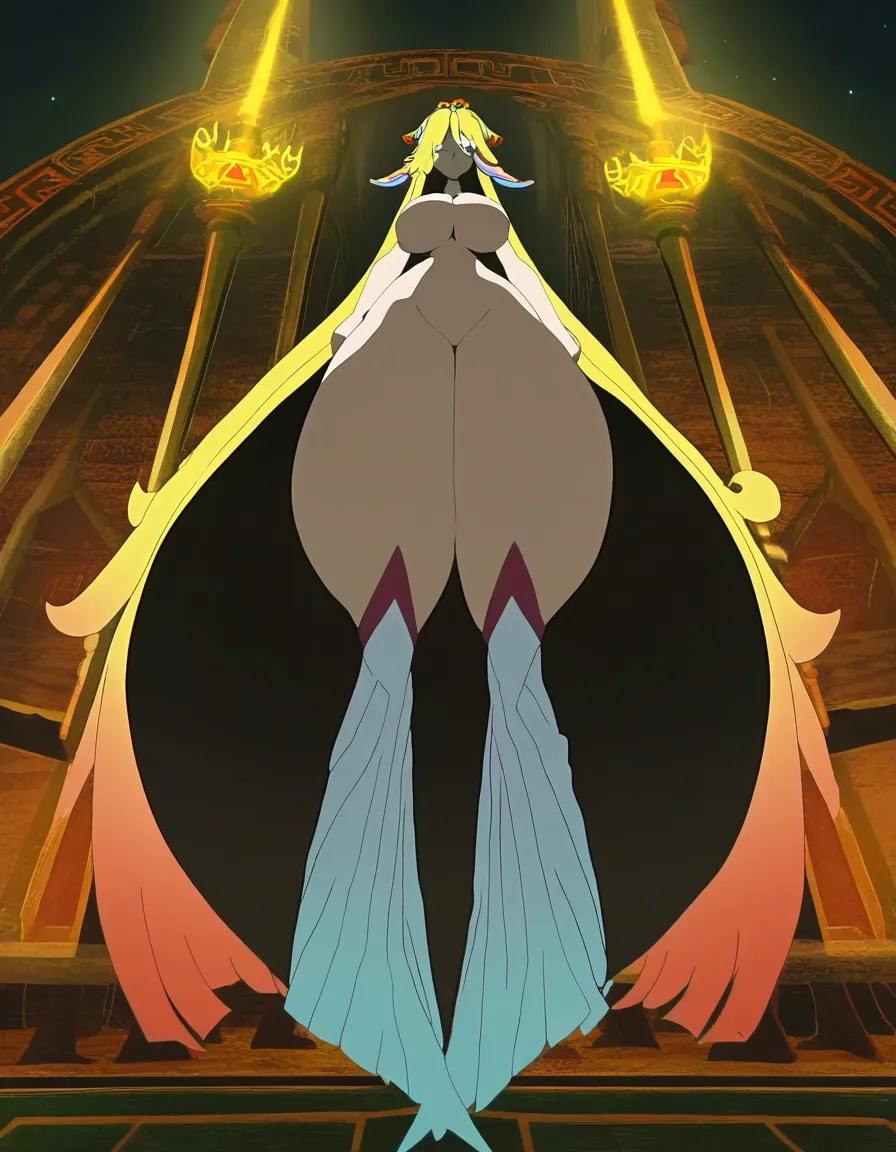 The legend of Zelda Princess sonia forest , huge_ass , huge_breasts , nude, (anime style:1.3), 2d, anime screencap, cel shading, flat color