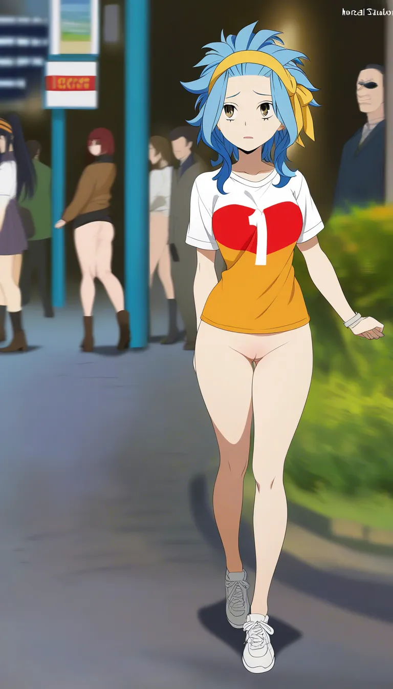 levy mcgarden, public_indecency, shame, bottomless, shirt,, hentai_studio_quality