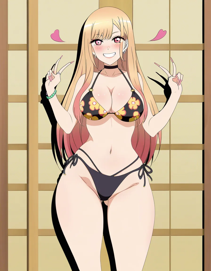 wide_hips, midriff_peek, bikini, marin kitagawa, hentai_studio_quality