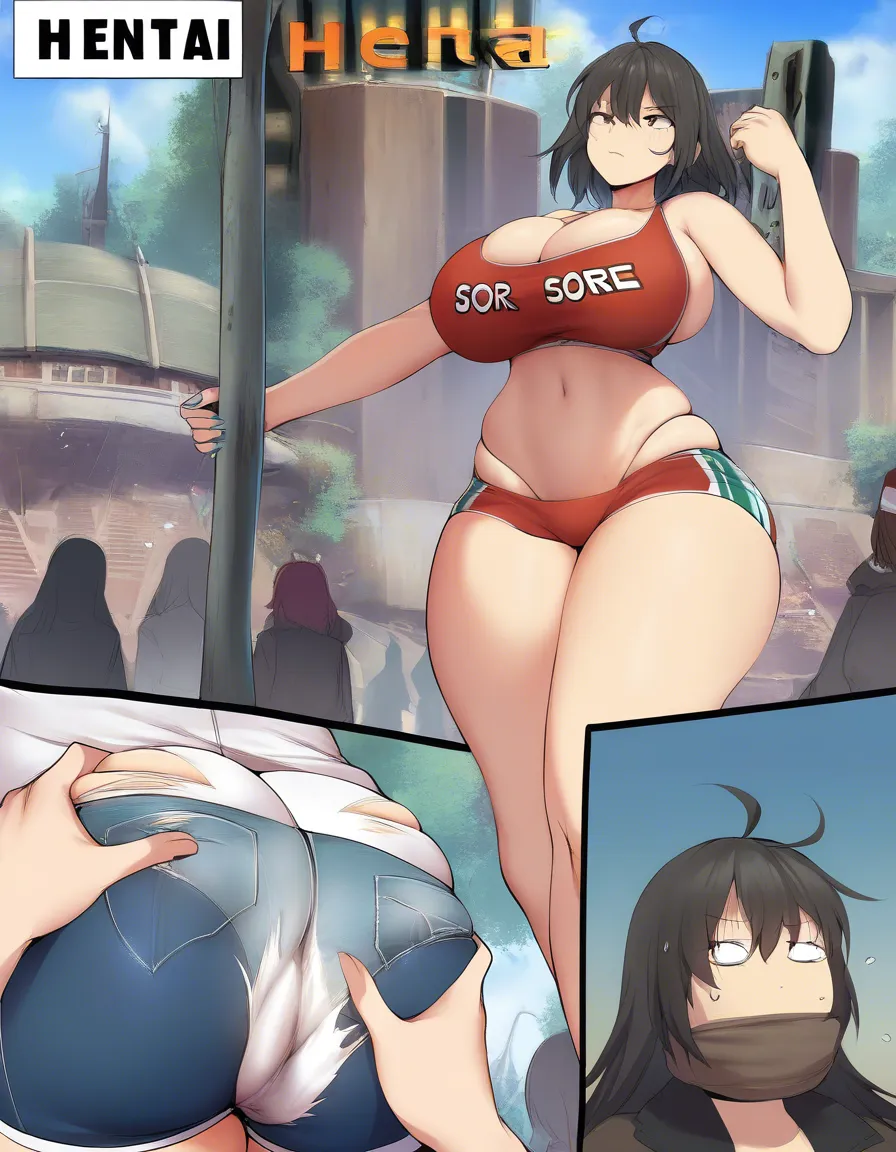 ultra detailed shading, multiple girls, skindentation, shorts, bondage, outdoors, manga panel look, hentai_studio_quality