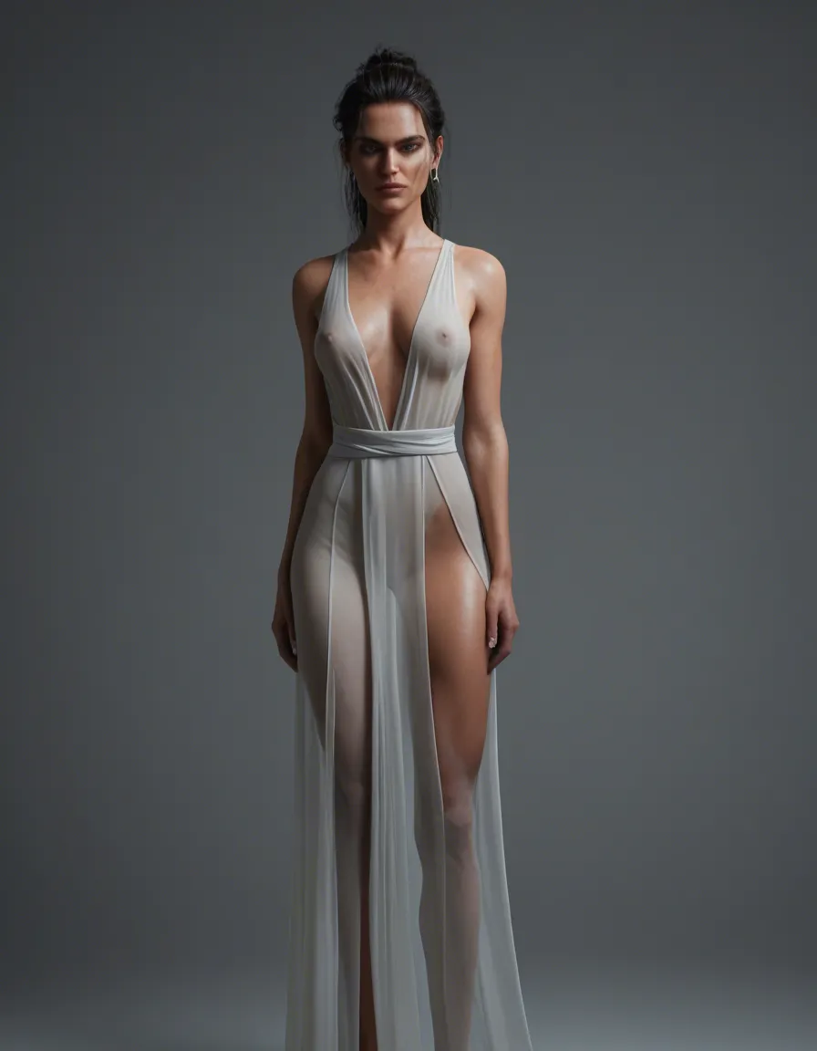 dress up as a ghost，halloween, see-through_clothes ,nipple,8k, score_9, score_8, 3d render, octane render, subsurface scattering, ray tracing, smooth shading
