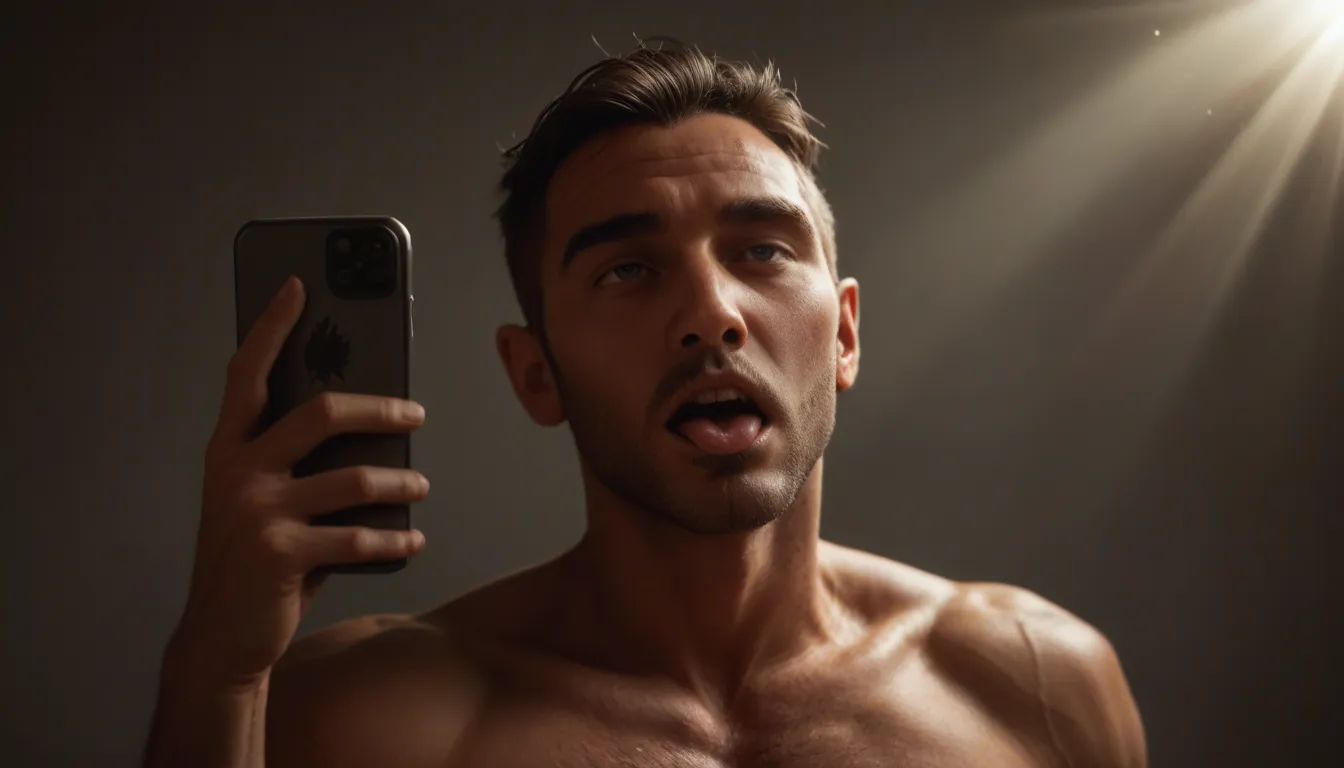 RAW photo, ultra realistic, male focus, ahegao, toned body, sunlight, smoldering look, natural skin texture, score_9, score_8, amateur photo, phone snapshot, realistic skin texture, skin blemishes, soft indoor lighting