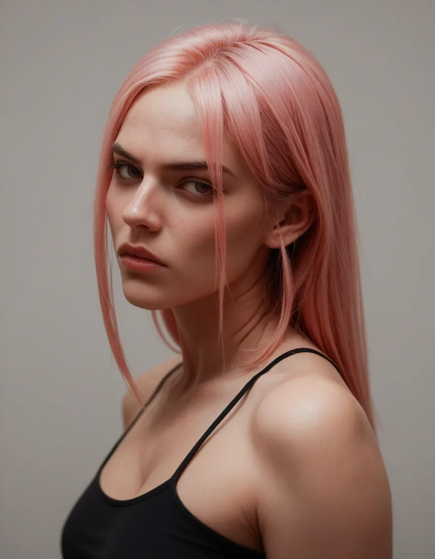 light-pink hair Sharp, serious-looking features with her mouth open while getting fucked from the back and use hiroiko akari manga art style, score_9, score_8, candid photo, realistic skin texture, visible skin pores, film grain, depth of field