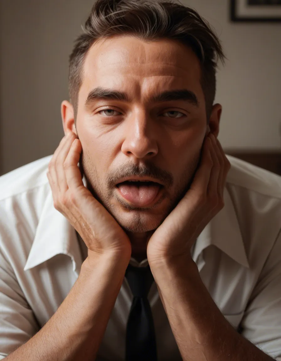 professional photo, high detail, over the shoulder, male focus, ahegao, soles, studio photo, score_9, score_8, candid photo, realistic skin texture, visible skin pores, film grain, depth of field