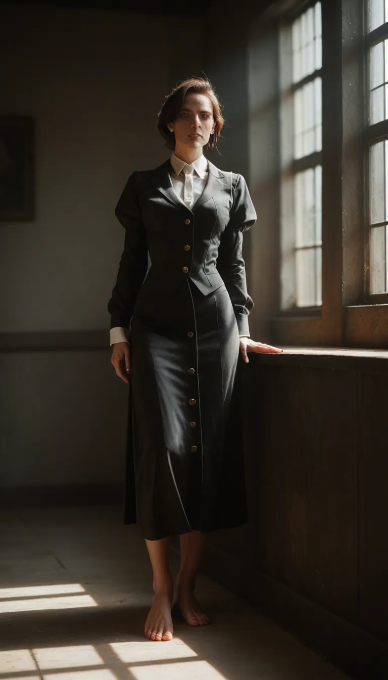 professional photo, high detail, witch, toes, puffy sleeves, grinding, sunlight, wide shot, window light, studio photo