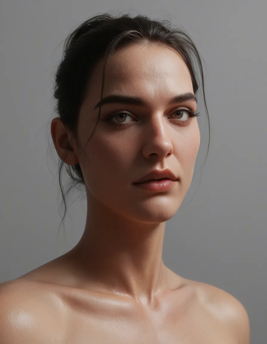 uma mulher morena rebolando, score_9, score_8, 3d render, octane render, subsurface scattering, ray tracing, smooth shading