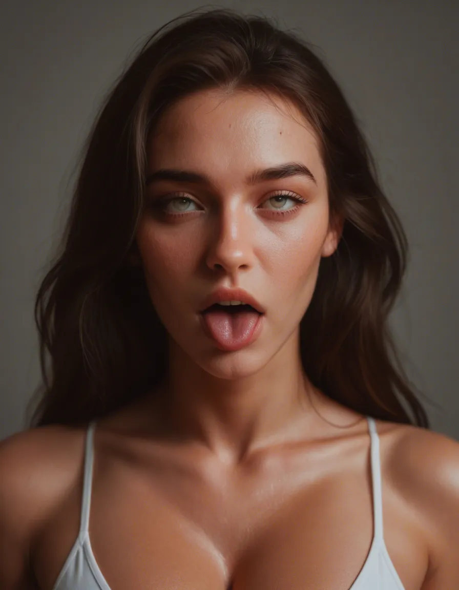 ultra HD, lifelike, princess, cleavage, heart, ahegao, portrait, lifelike render, score_9, score_8, candid photo, realistic skin texture, visible skin pores, film grain, depth of field