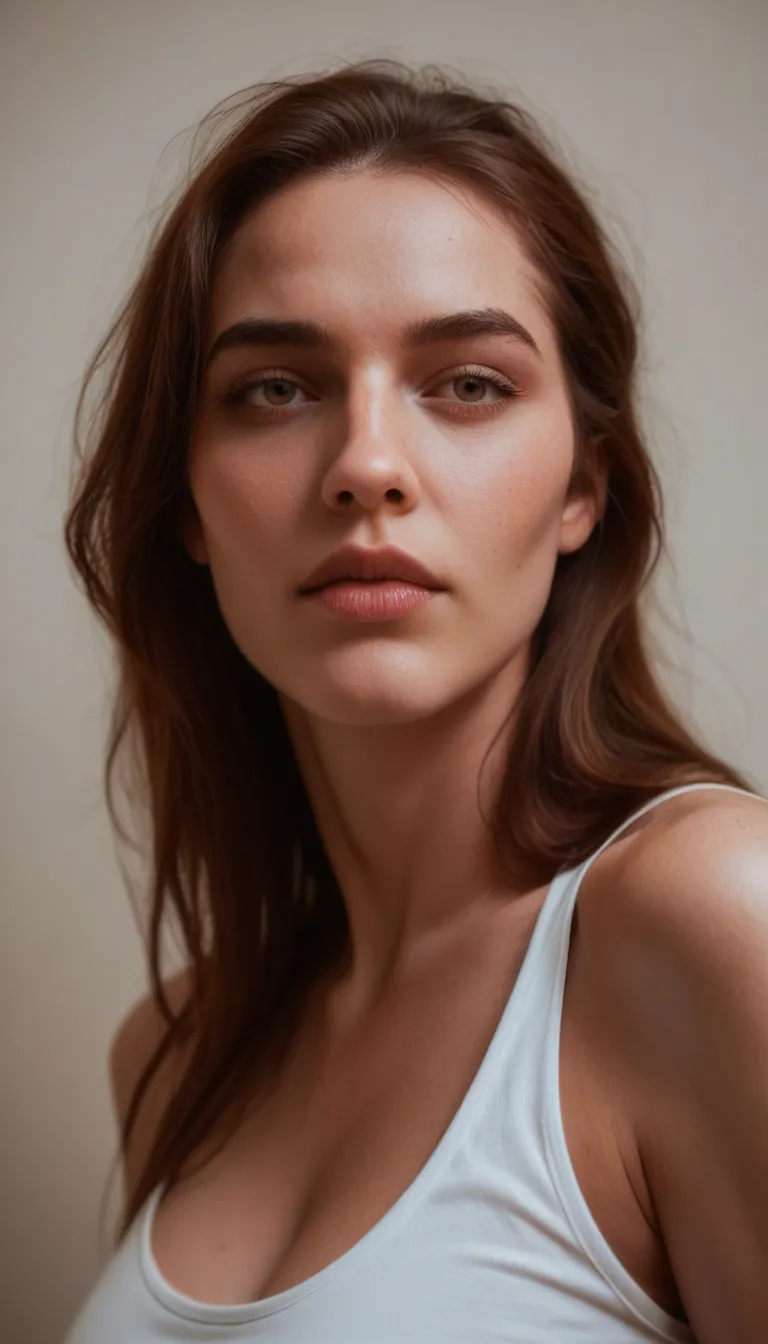 masterpiece, best quality, ultra quality, realistic, photorealistic, very aesthetic, newest, absurdres, incredibly absurdres, best quality, amazing quality, very aesthetic, very awa, intricate details,, photorealistic, realistic, masterpiece, best quality, ultra quality, very aesthetic, intricate details, sexy, wide hips, alluring, teasing, beautiful woman late 20s long wavy dark brown hair green eyes freckles completely nude, POV from behind doggy position, on her knees, legs closed, bedroom, intense climax, she is moaning and orgasming, goong deep android hard and fast inside her from back realistic, photorealistic, close up, sensual