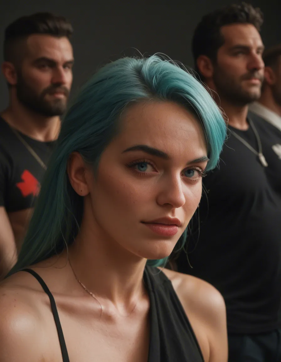 Crea el personaje de Bulma de Dragón Ball con un traje de baño estilo hilo de color morado estando de espaldas con el culo grande, score_9, score_8, candid photo, realistic skin texture, visible skin pores, film grain, depth of field