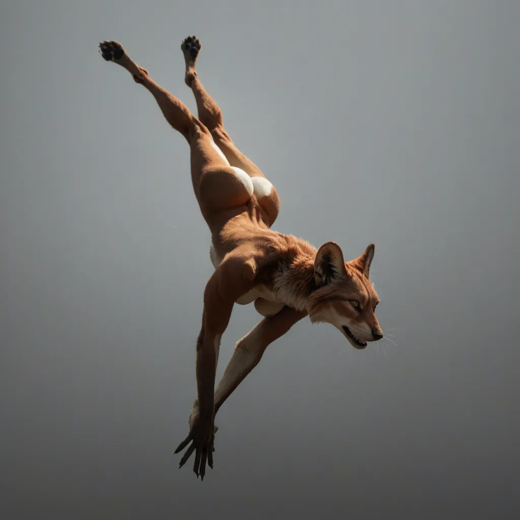 furry woman big boobs jumping holding her tits