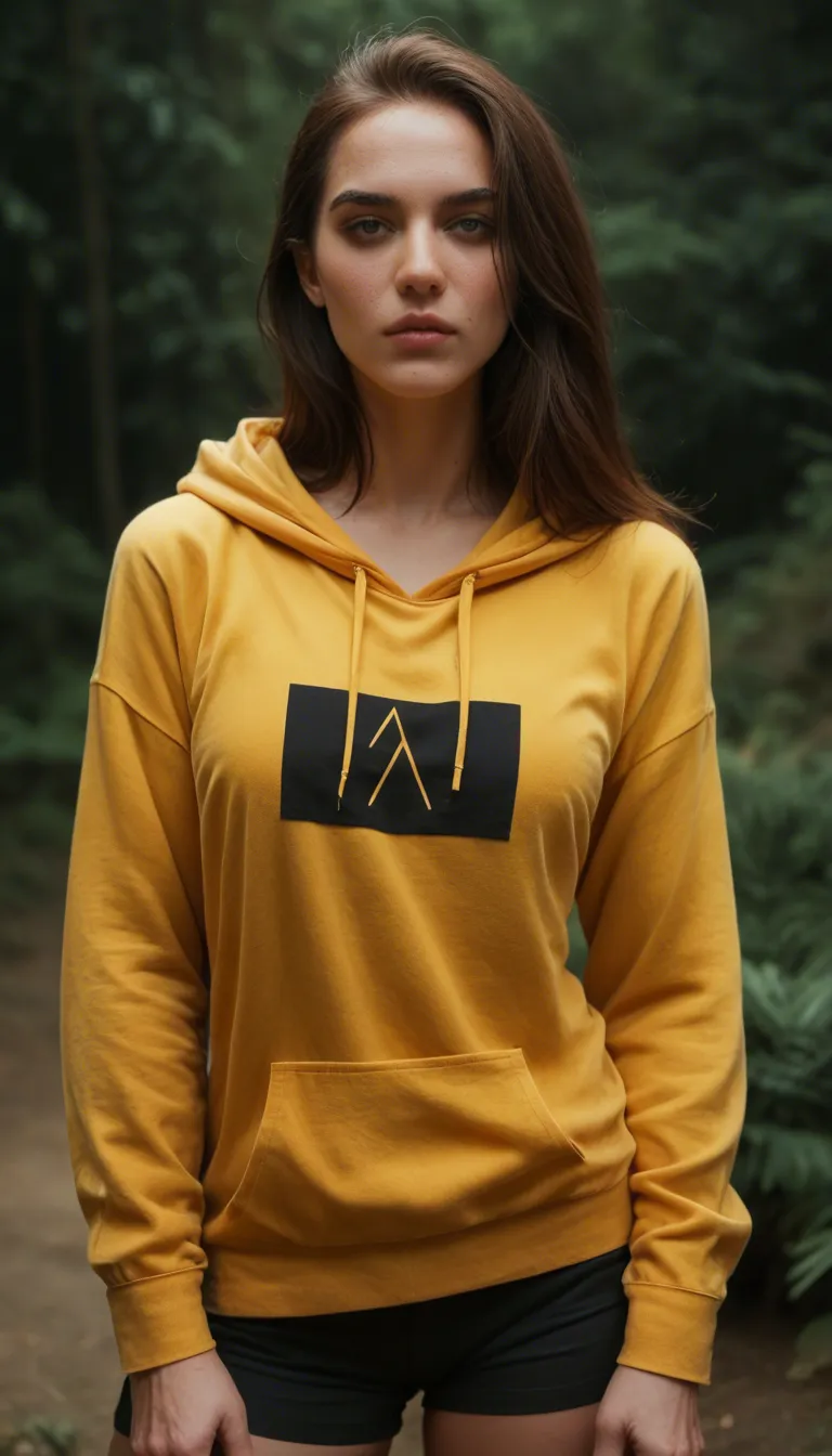 A high-detail digital illustration of Kelly from Free Fire in her iconic yellow hoodie and black shorts,
Doing masterbate