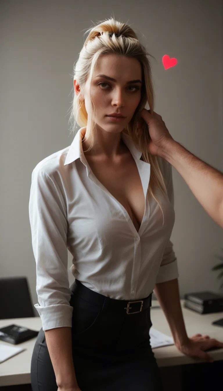 RAW photo, ultra realistic, office lady, heart, hair pull, soft lighting, dslr quality
cinematic photo, 8k, blonde girl, two-tone hair,