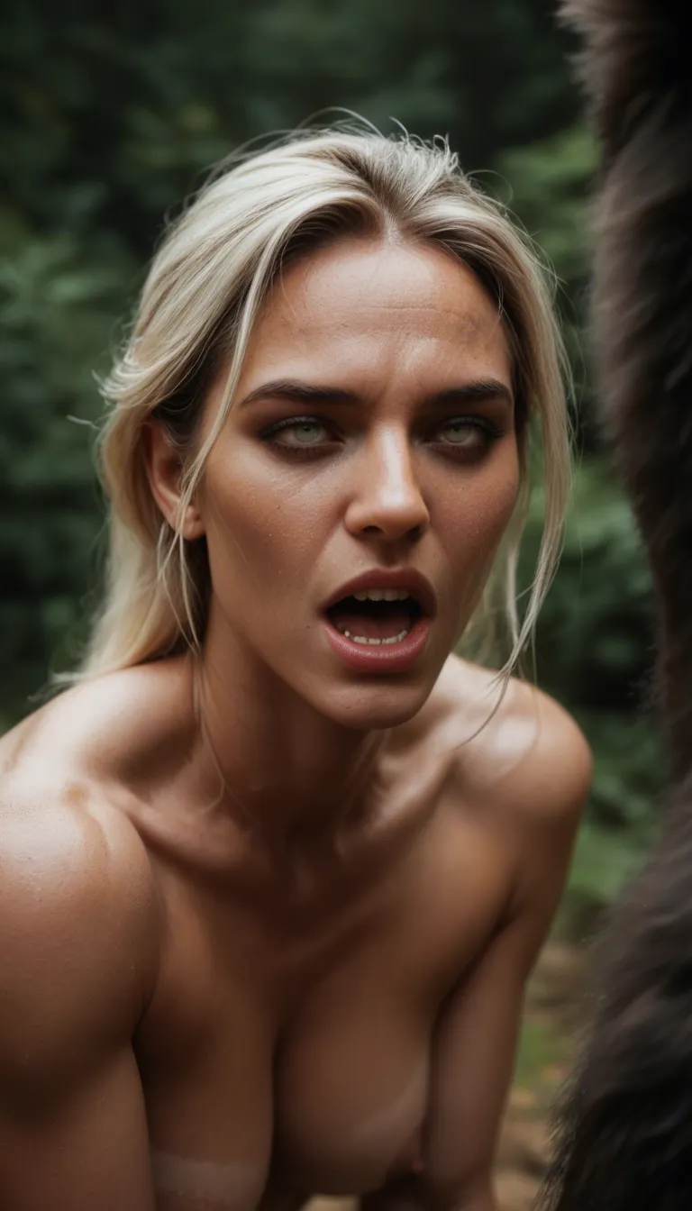 Black woman turning into a futa werewolf, body pulsating while 
screaming and writhing with pleasure, score_9, score_8, candid photo, realistic skin texture, visible skin pores, film grain, depth of field
