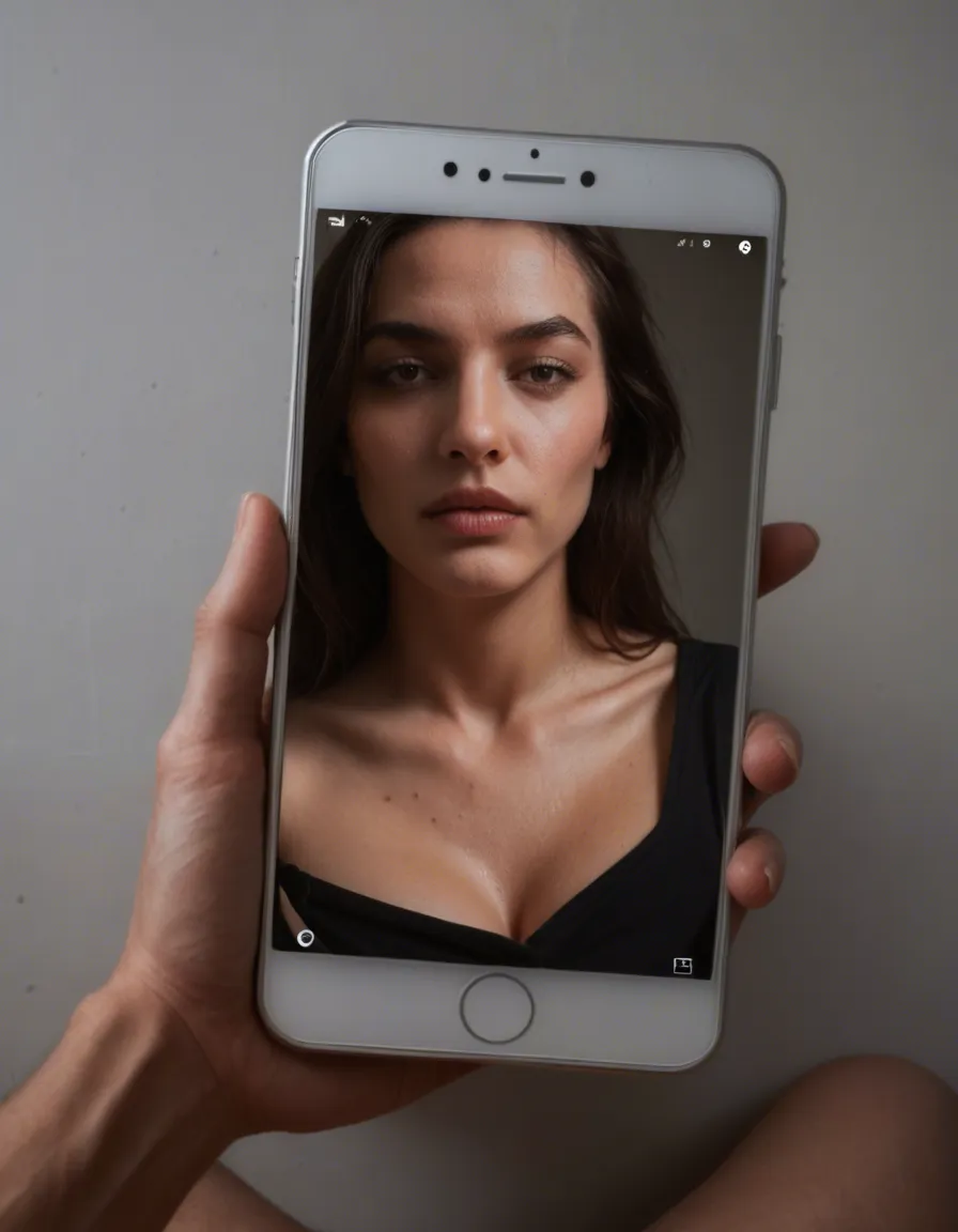 RAW photo, ultra realistic, solo, missionary, holding hands, seductive look, photorealistic, score_9, score_8, amateur photo, phone snapshot, realistic skin texture, skin blemishes, soft indoor lighting