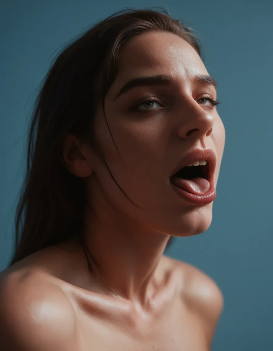 dslr, film grain, photorealistic, witch, feet out of frame, tail, ahegao, blue background, volumetric light, score_9, score_8, candid photo, realistic skin texture, visible skin pores, film grain, depth of field