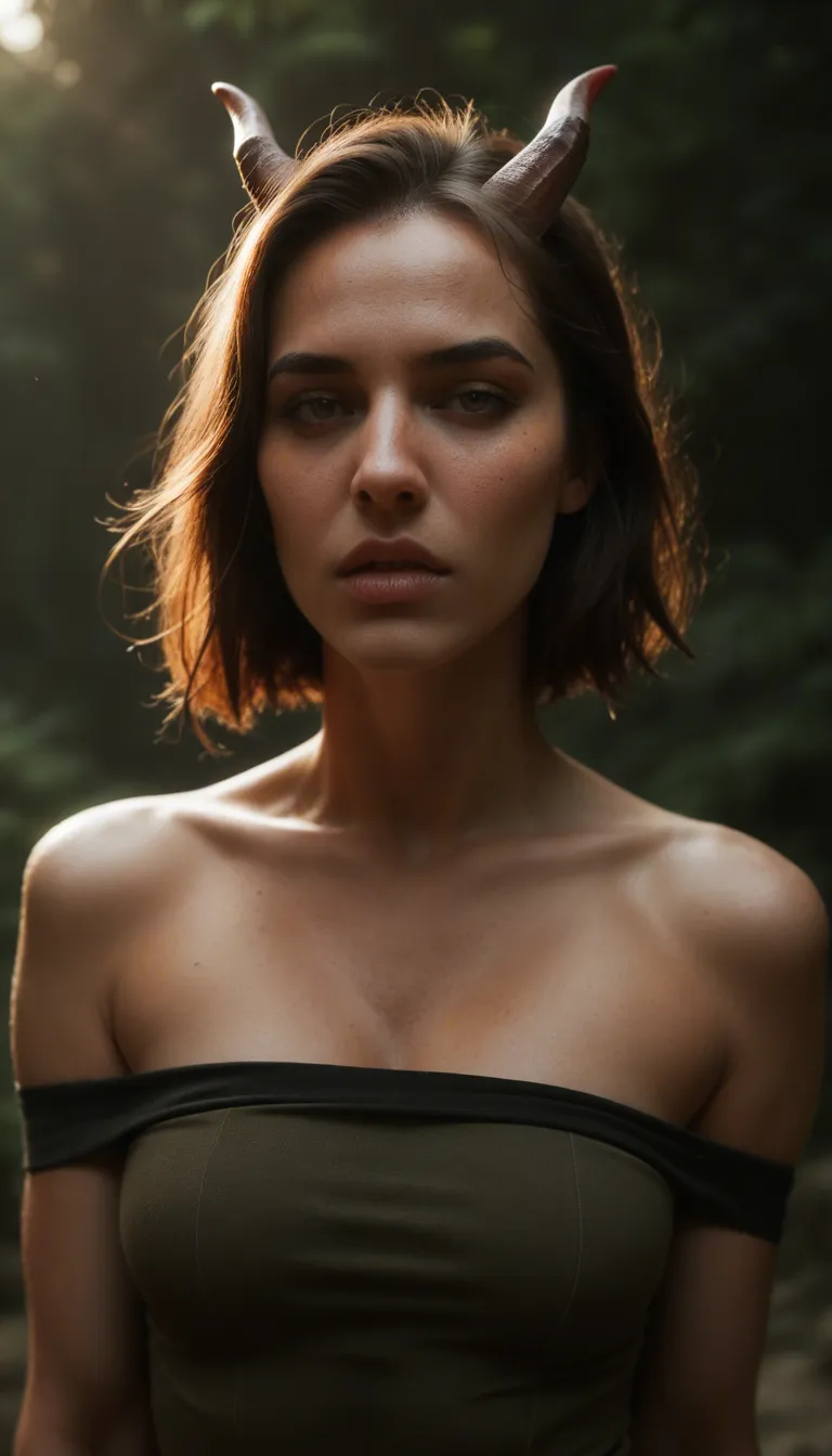 highly detailed, natural lighting, succubus, orgasm, bare shoulders, military, dreamy atmosphere, photorealistic