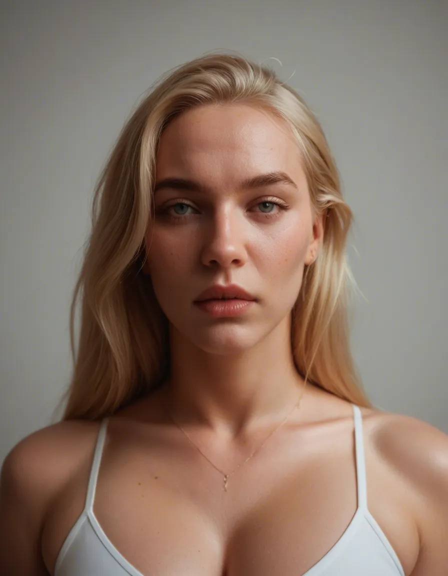 ultra HD, lifelike, blond, woman, g cups, ssbbw, feedee, score_9, score_8, candid photo, realistic skin texture, visible skin pores, film grain, depth of field