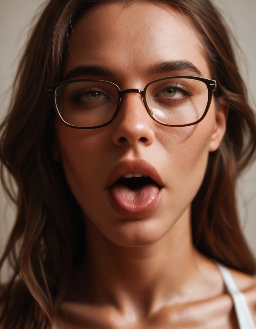 8k, sharp focus, detailed skin, multiple women, ahegao, glasses, dreamy atmosphere, photorealistic, score_9, score_8, candid photo, realistic skin texture, visible skin pores, film grain, depth of field