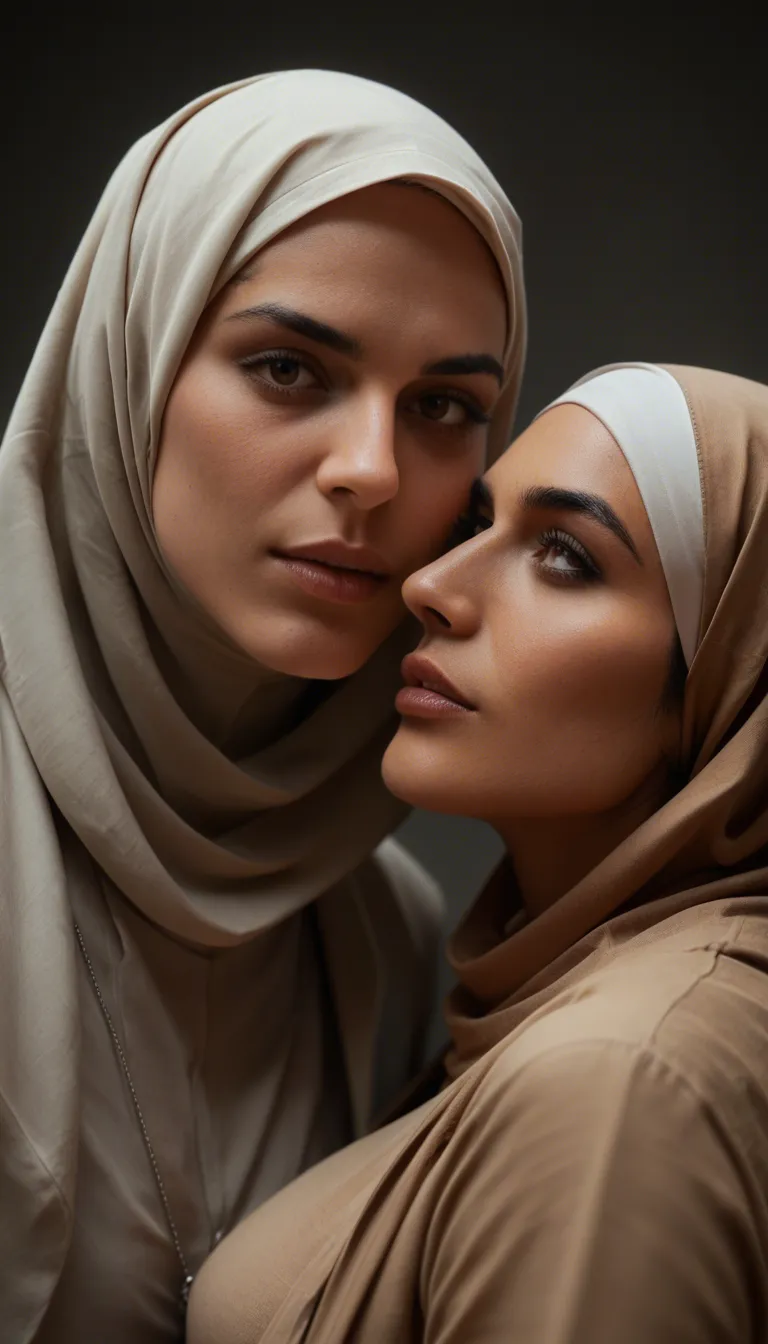professional photo, high detail, hijab women, Indonesian, lesbian