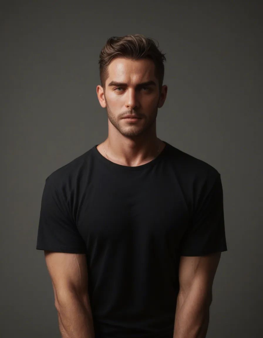studio quality, sharp focus, gay man, short sleeves, bondage, volumetric light, 8k uhd photo, gay, score_9, score_8, candid photo, realistic skin texture, visible skin pores, film grain, depth of field