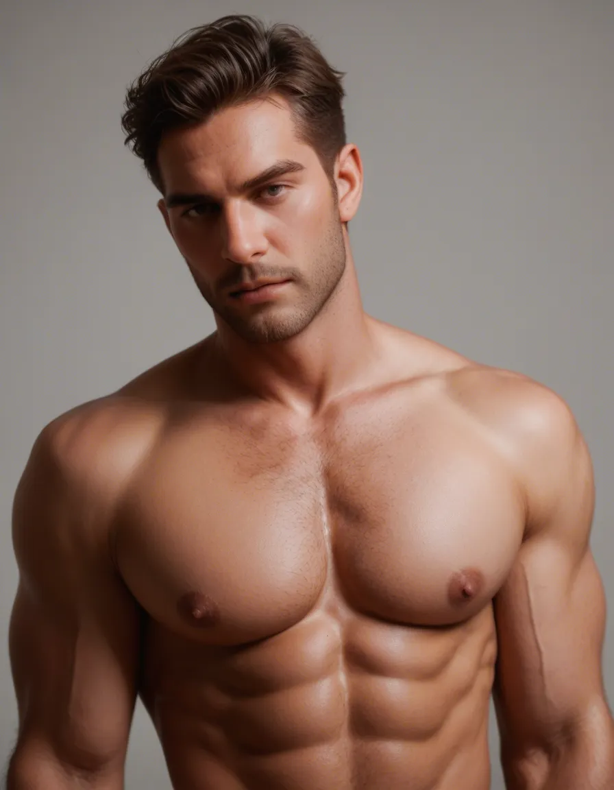 nipples, daddy, gay, chest_hair, muscular, score_9, score_8, candid photo, realistic skin texture, visible skin pores, film grain, depth of field