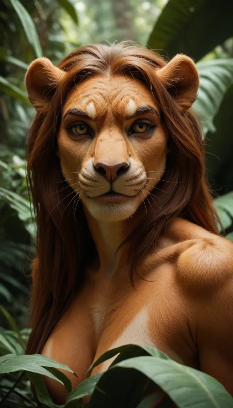 seductive smirk, princess nala, anthropomorphic lion, queen of the jungle, bejeweled