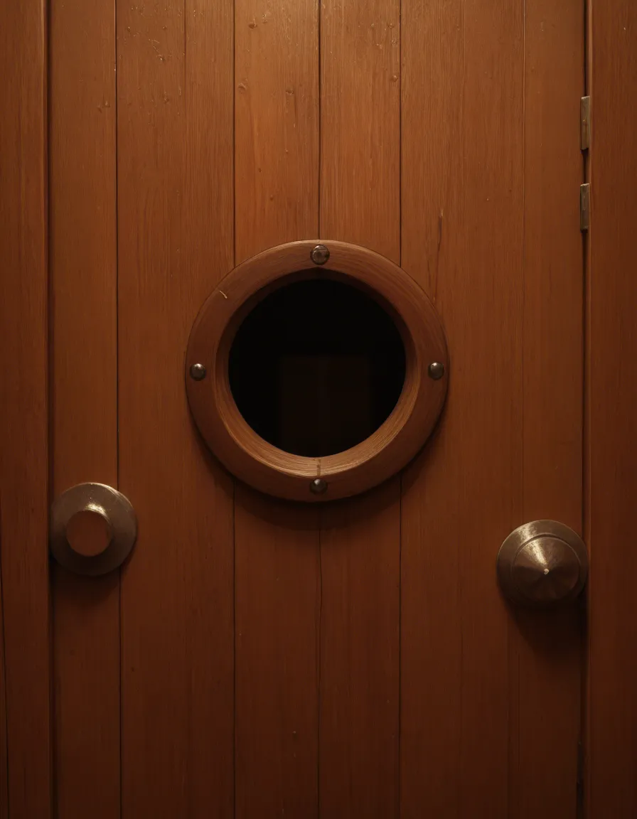 Keyhole reveal composition, gap focus, voyeuristic perspective, looking through irregular small jagged hole in old wooden door, heavily blurred dark wooden door texture filling 50%-60% of frame, creamy dreamy bokeh on the rough wood edges, narrow irregular peephole opening, through the small broken hole in the door, view of elegantly beautiful woman with black hair, lying on bed, legs apart and masturbating with vibrator, mouth open, orgasm .  She is completely unaware of being watched, natural candid pose,  serene and private moment, cinematic lighting, delicate rim light from behind, , Ultra sharp focus on the woman through the narrow gap, razor-sharp detail on face and body,, score_9, score_8, candid photo, realistic skin texture, visible skin pores, film grain, depth of field