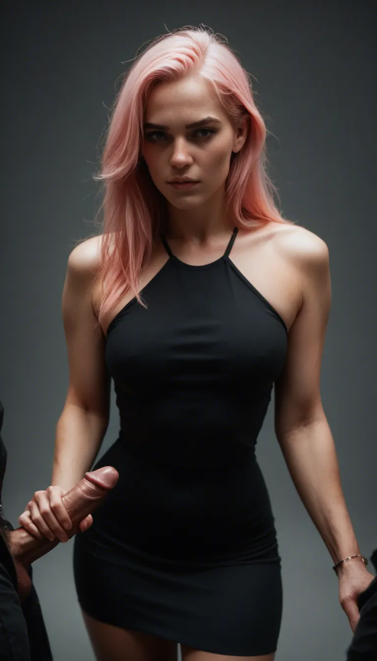 RAW photo, ultra realistic, pink hair, skirt, handjob
