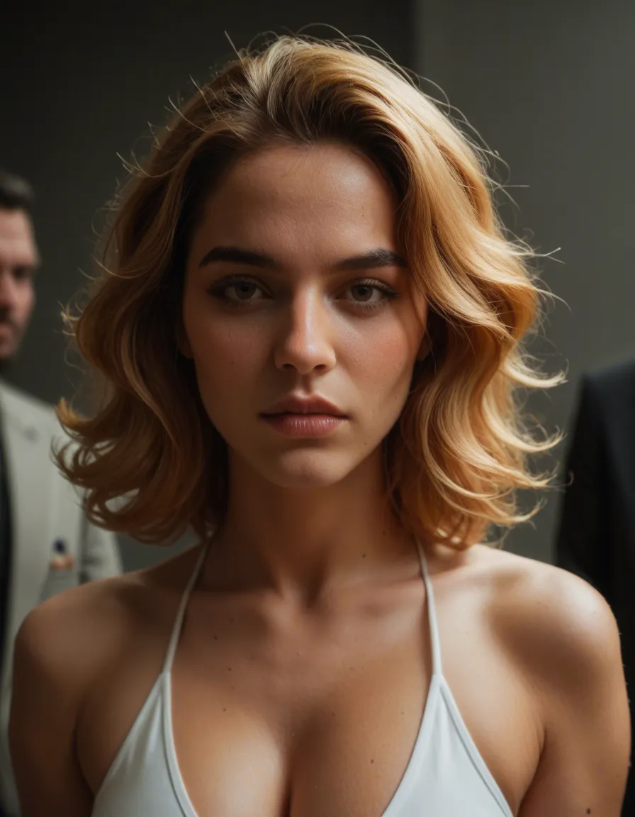 chica rubia con pelo largo dada vueltaa desnuda mirando por una ventana cuerpo completo con el culo pequeño, score_9, score_8, candid photo, realistic skin texture, visible skin pores, film grain, depth of field