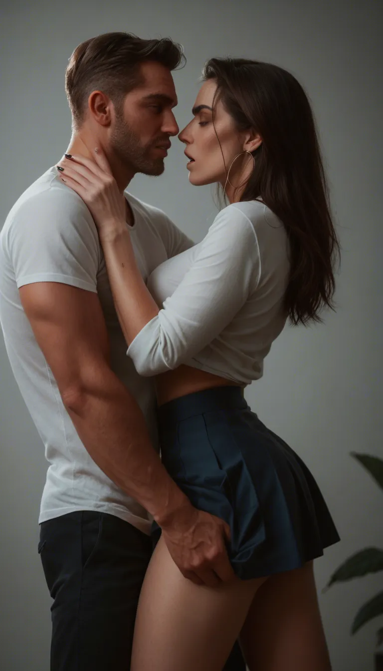 studio quality, sharp focus, demon girl, skirt, standing sex, film photography