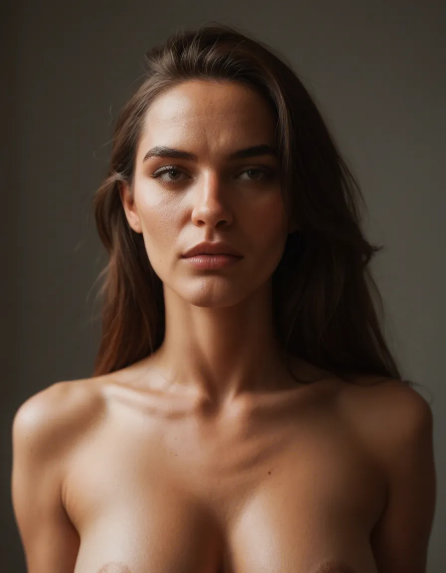 guatemalan 50 years old nude woman, showing her face and boobs, score_9, score_8, candid photo, realistic skin texture, visible skin pores, film grain, depth of field