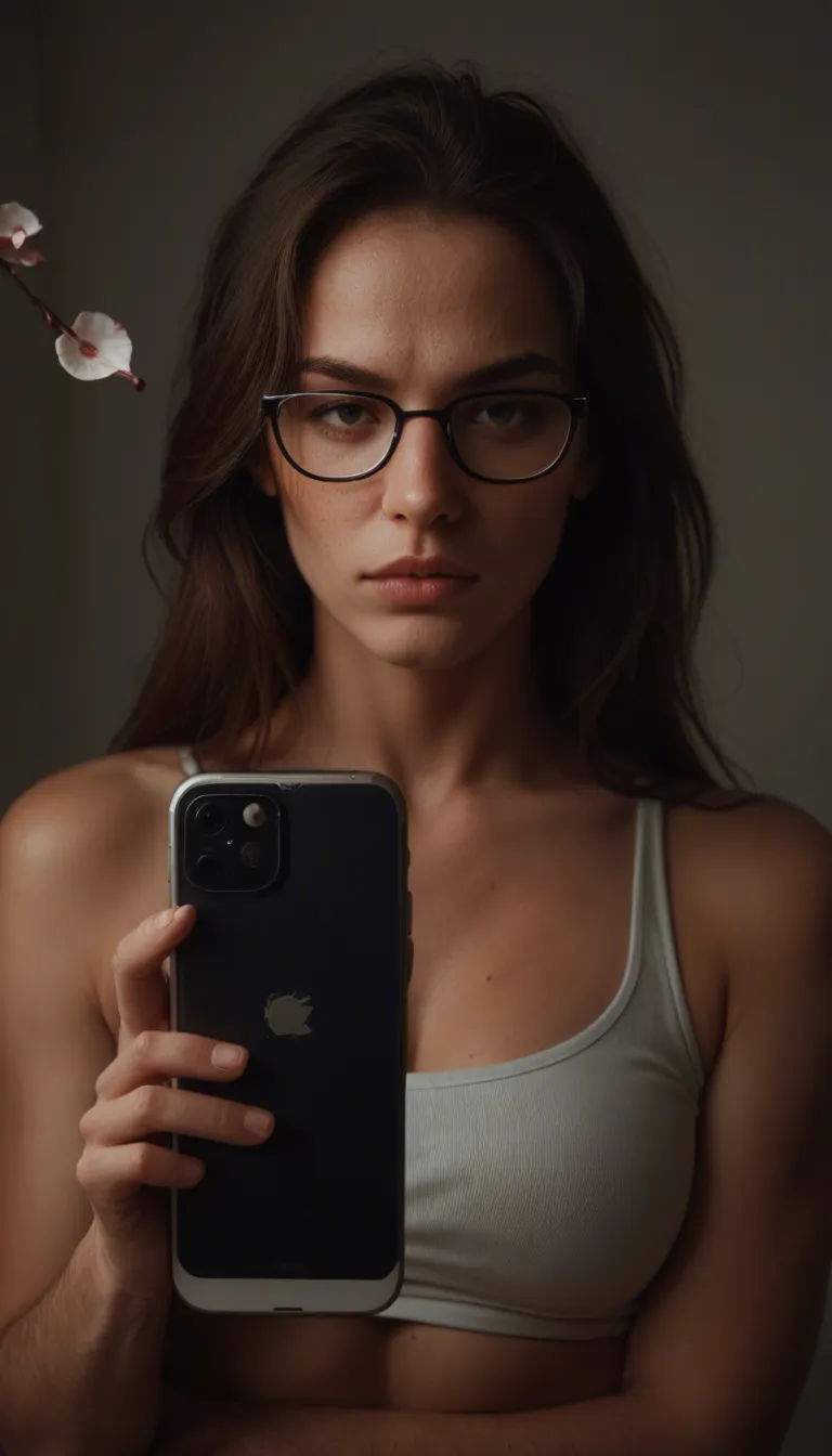 smartphone quality, natural, 1boy, hip sway, grinding, glasses, relaxed mood, petals, homemade aesthetic
