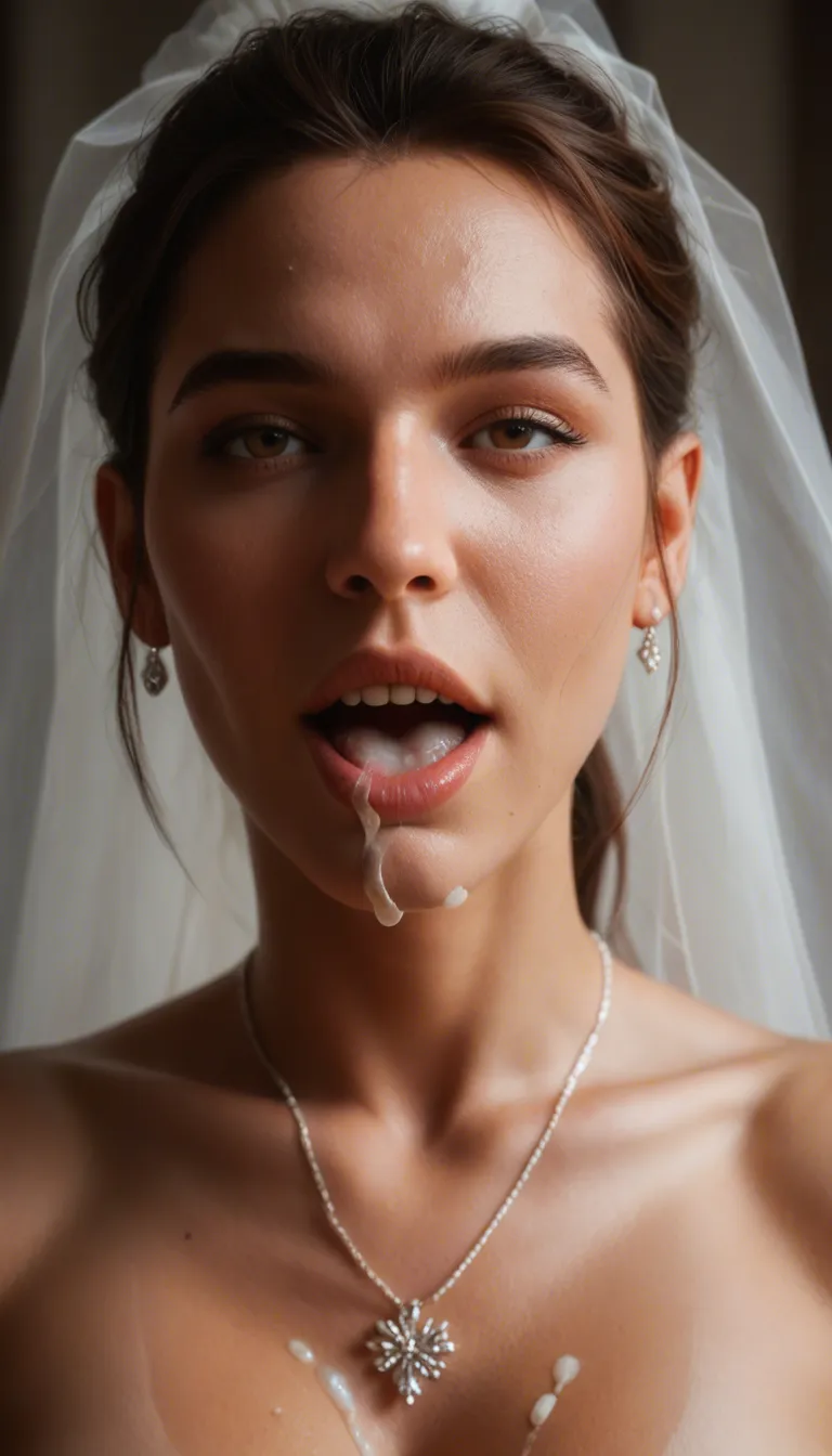 8k, sharp focus, detailed skin, 3/4 body shot of happy woman wearing wedding dress with cum on her forehead, facial, open mouth,, score_9, score_8, candid photo, realistic skin texture, visible skin pores, film grain, depth of field, tits armpits, real skindentation, score_9, score_8, candid photo, realistic skin texture, visible skin pores, film grain, depth of field
