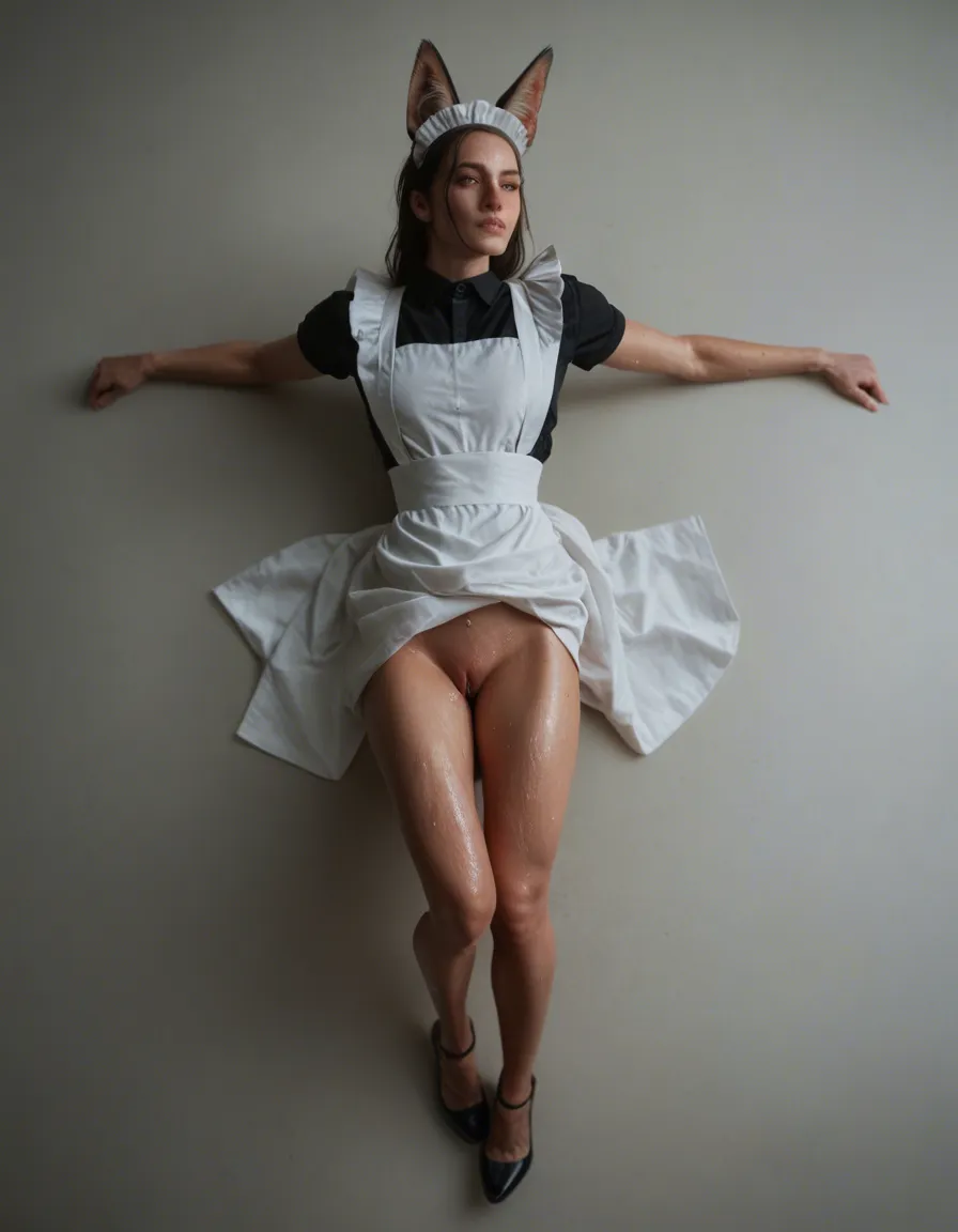 ultra HD, lifelike, maid, animal ears, shoes, wet pussy, from above, dslr quality, score_9, score_8, candid photo, realistic skin texture, visible skin pores, film grain, depth of field, score_9, score_8, candid photo, realistic skin texture, visible skin pores, film grain, depth of field