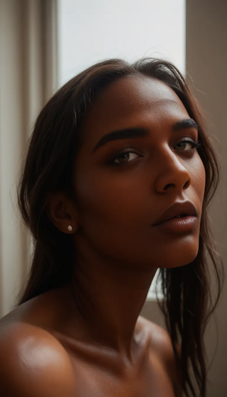 cinematic photo, 8k, solo, dark-skinned female, underwear, kissing, grinding, window, close-up, studio photo haveing sex