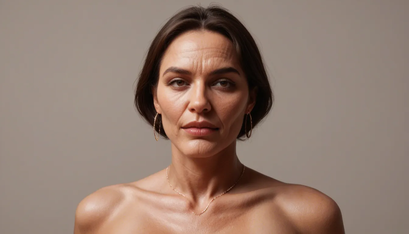 studio quality, sharp focus, milf, presenting, petite adult woman, simple background, natural skin texture, score_9, score_8, candid photo, realistic skin texture, visible skin pores, film grain, depth of field