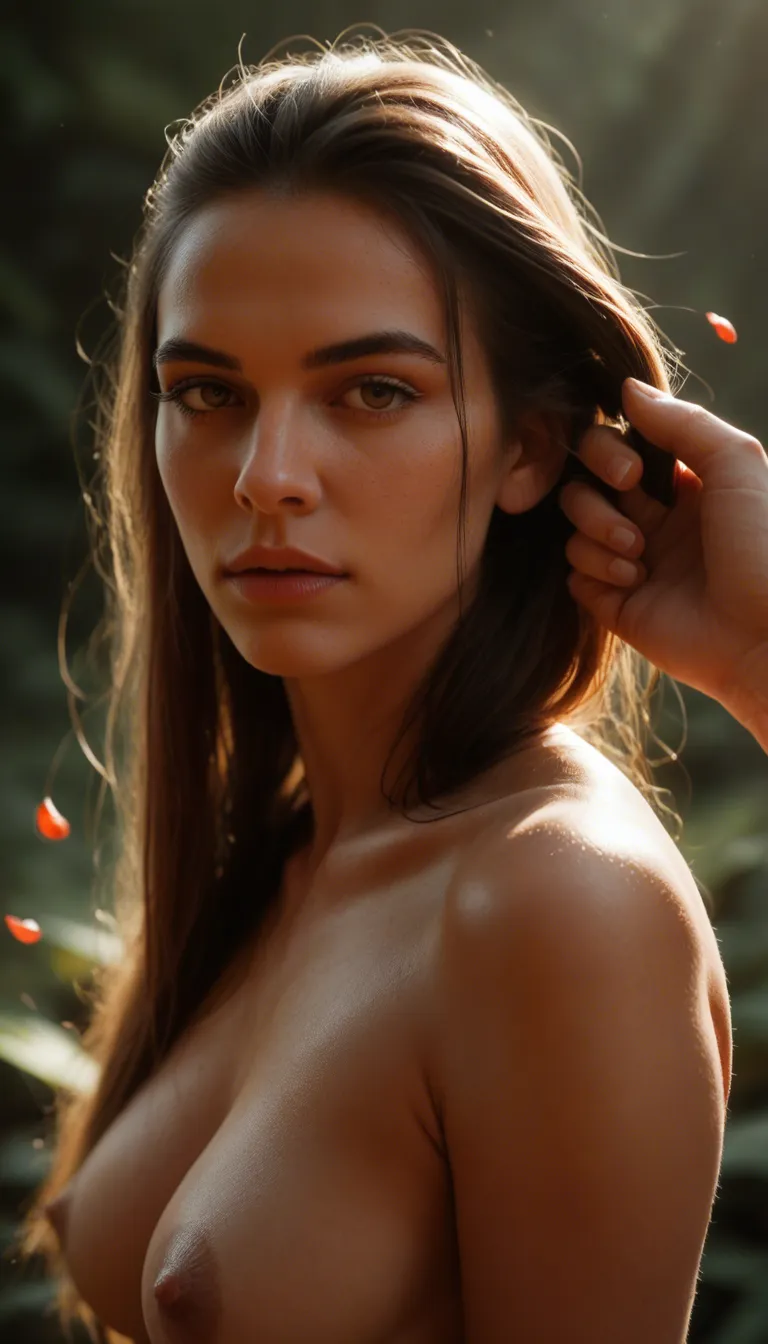 highly detailed, natural lighting, cowboy shot, multiple girls, hair pull, fingernails, petals, seductive look, lifelike render