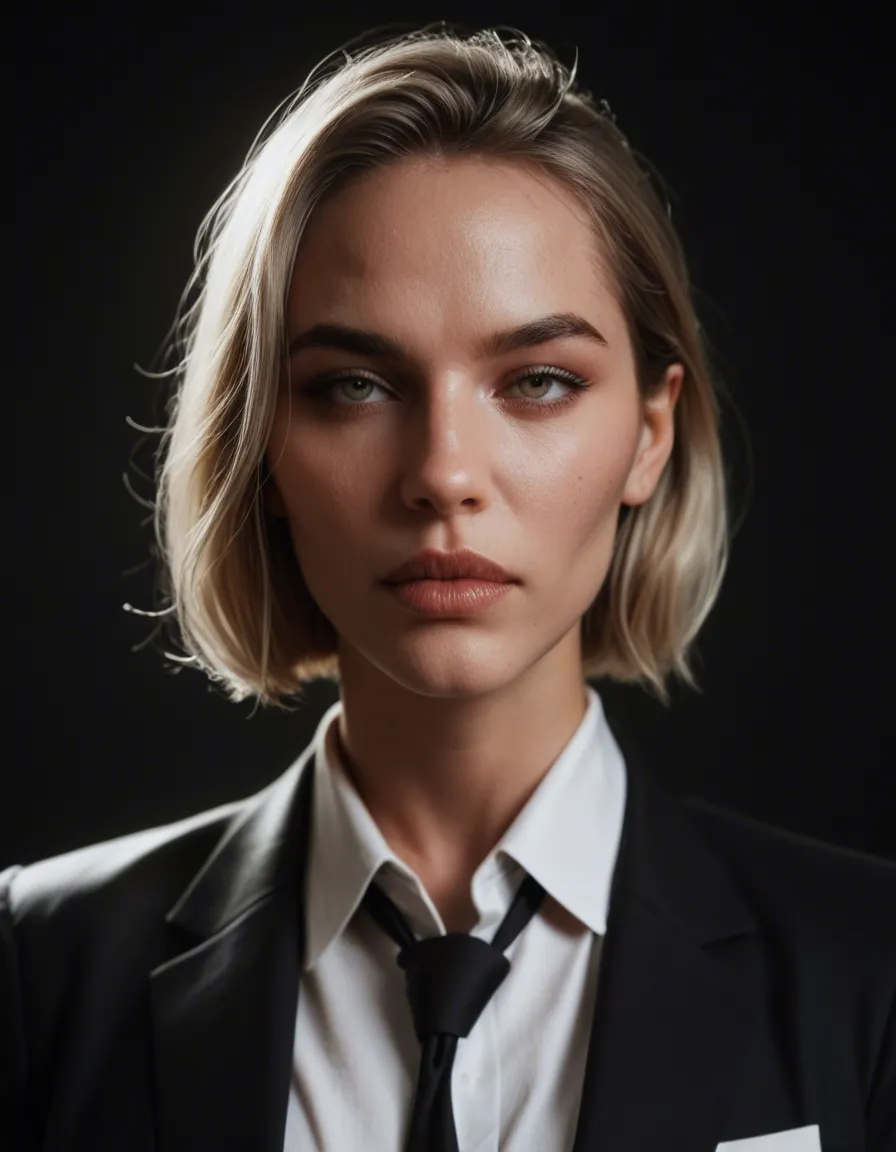 professional photo, high detail, maid, huge breasts, collared shirt, futanari, black background, dslr quality, cumshot, score_9, score_8, candid photo, realistic skin texture, visible skin pores, film grain, depth of field