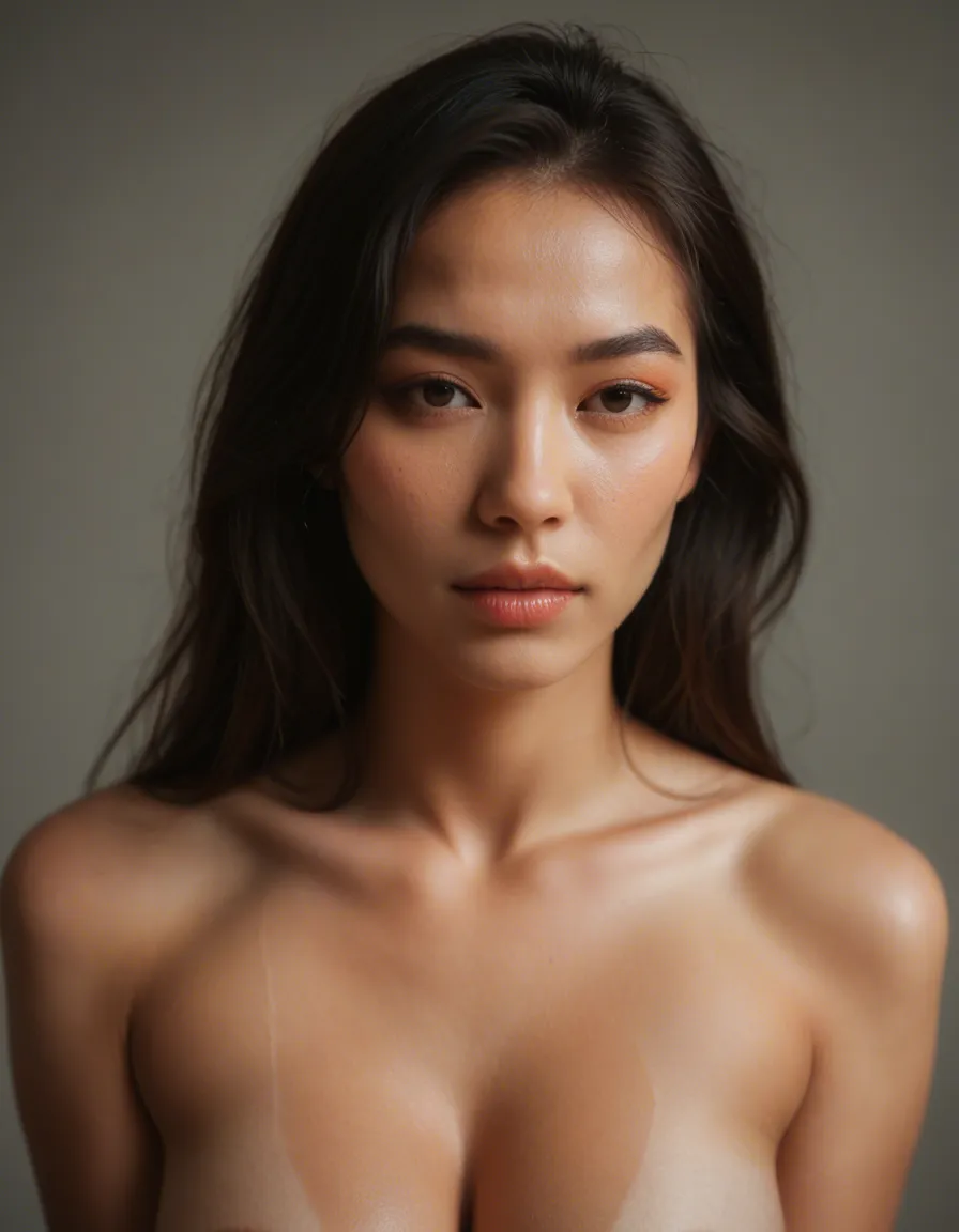 highly detailed, 8K, naked Asian beauty girl, score_9, score_8, candid photo, sunlit realistic skin texture, subtle visible skin pores, natural film grain, soft depth of field., score_9, score_8, candid photo, realistic skin texture, visible skin pores, film grain, depth of field