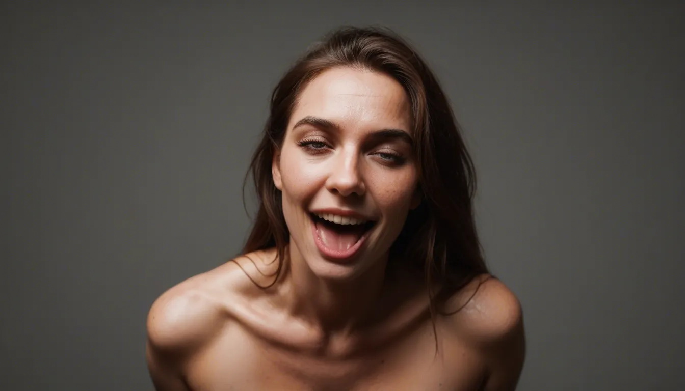 laughing young woman roughly fucked by a stranger in a hotel and looking at her husband