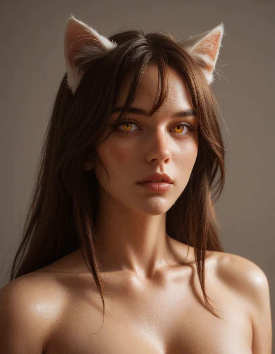 Masterpiece, best quality, ultra-detailed, anime style, 1woman, solo, extremely beautiful young woman, long messy dark brown hair with soft bangs, golden amber eyes, seductive half-lidded gaze, soft blush, slightly parted glossy lips, cat ears (black with white inner fur), fluffy black cat tail, pink ribbons and bows in hair with dangling gold bells and small white cat charms, black lace choker with large gold bell and heart pendant, wearing sheer pink lace lingerie bra with little bows and heart patterns, fluffy pink off-shoulder cardigan with paw-print and heart designs, white thigh-high stockings with pink bows and lace tops, large soft breasts, cleavage, sitting pose, knees slightly apart, body leaning forward, looking at viewer, seductive expression, soft pink bedroom, anime posters on walls, neon purple and pink lighting, My Melody plushies, kawaii room, highly detailed skin, detailed eyes, detailed hair, soft lighting, volumetric lighting, depth of field 
Naked, spreading pussy, big tits, thick thighs, score_9, score_8, candid photo, realistic skin texture, visible skin pores, film grain, depth of field