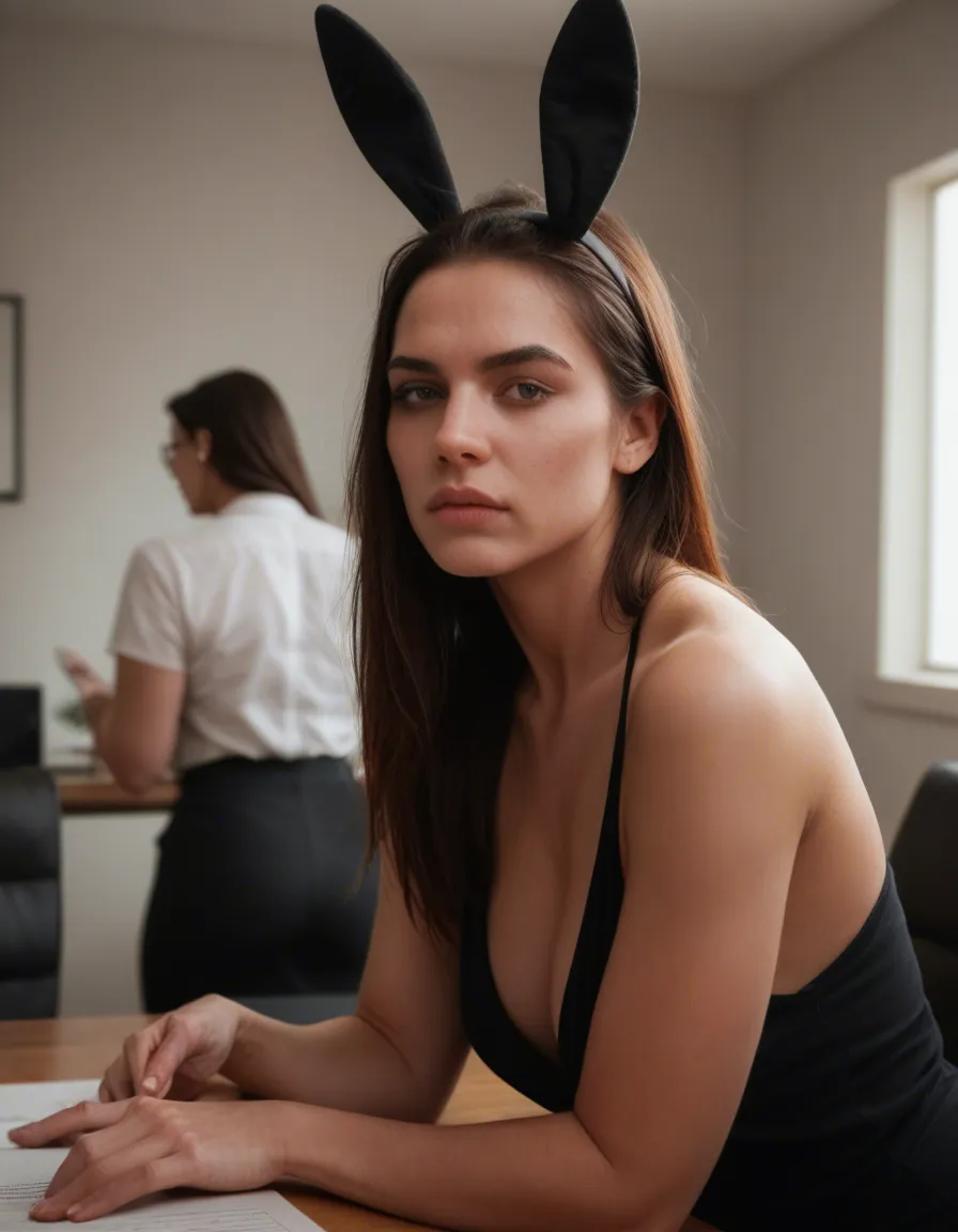 professional photo, high detail, multiple girls, presenting, fake animal ears, indoors, photorealistic, score_9, score_8, candid photo, realistic skin texture, visible skin pores, film grain, depth of field