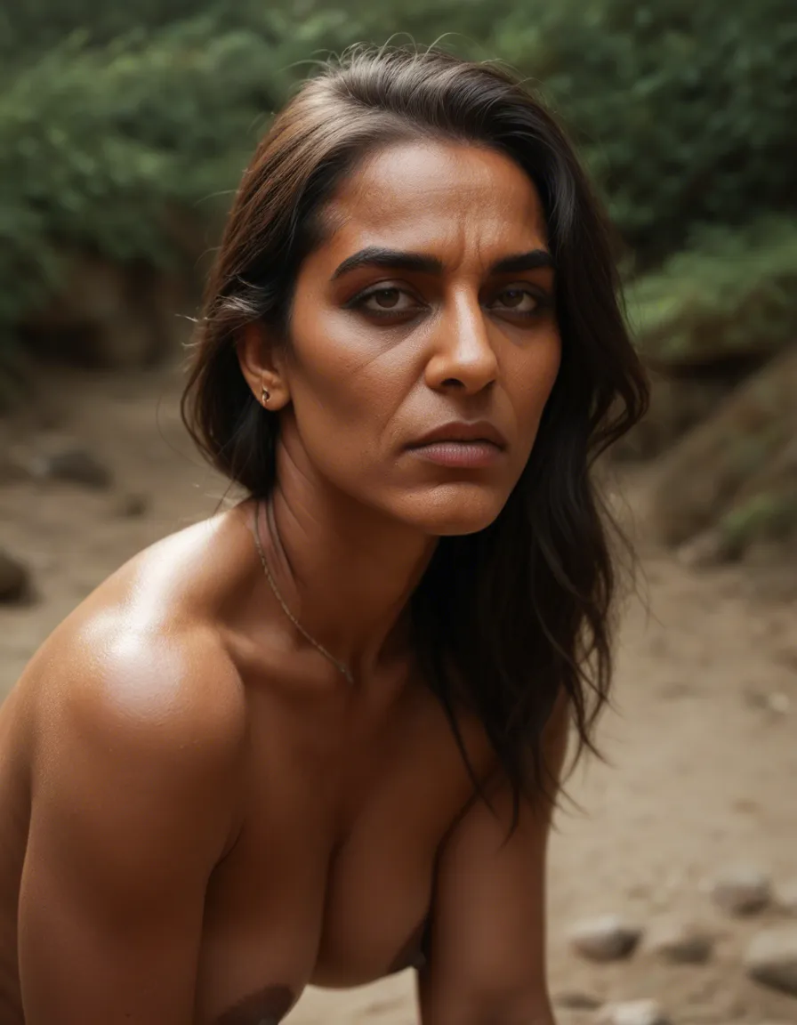 ultra HD, lifelike, gilf, bend over, day, sad shock, indian saree, score_9, score_8, candid photo, realistic skin texture, visible skin pores, film grain, depth of field