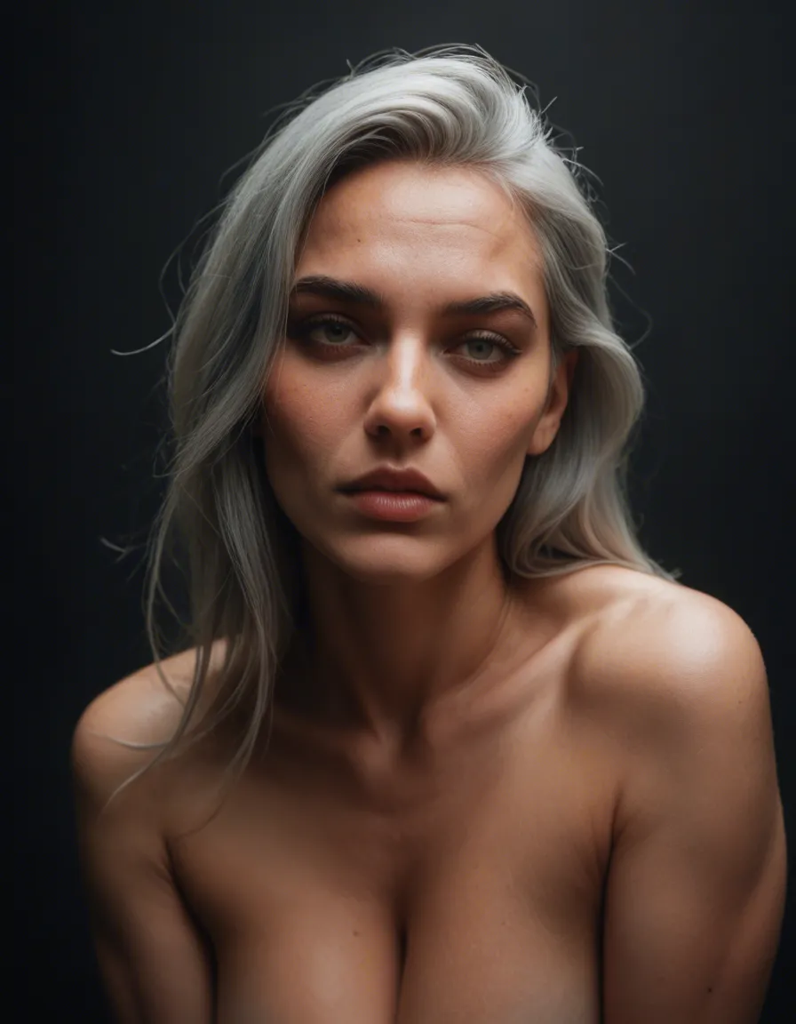 60 year old woman with gray hair and big tits getting fucked by an 18 year old, score_9, score_8, candid photo, realistic skin texture, visible skin pores, film grain, depth of field