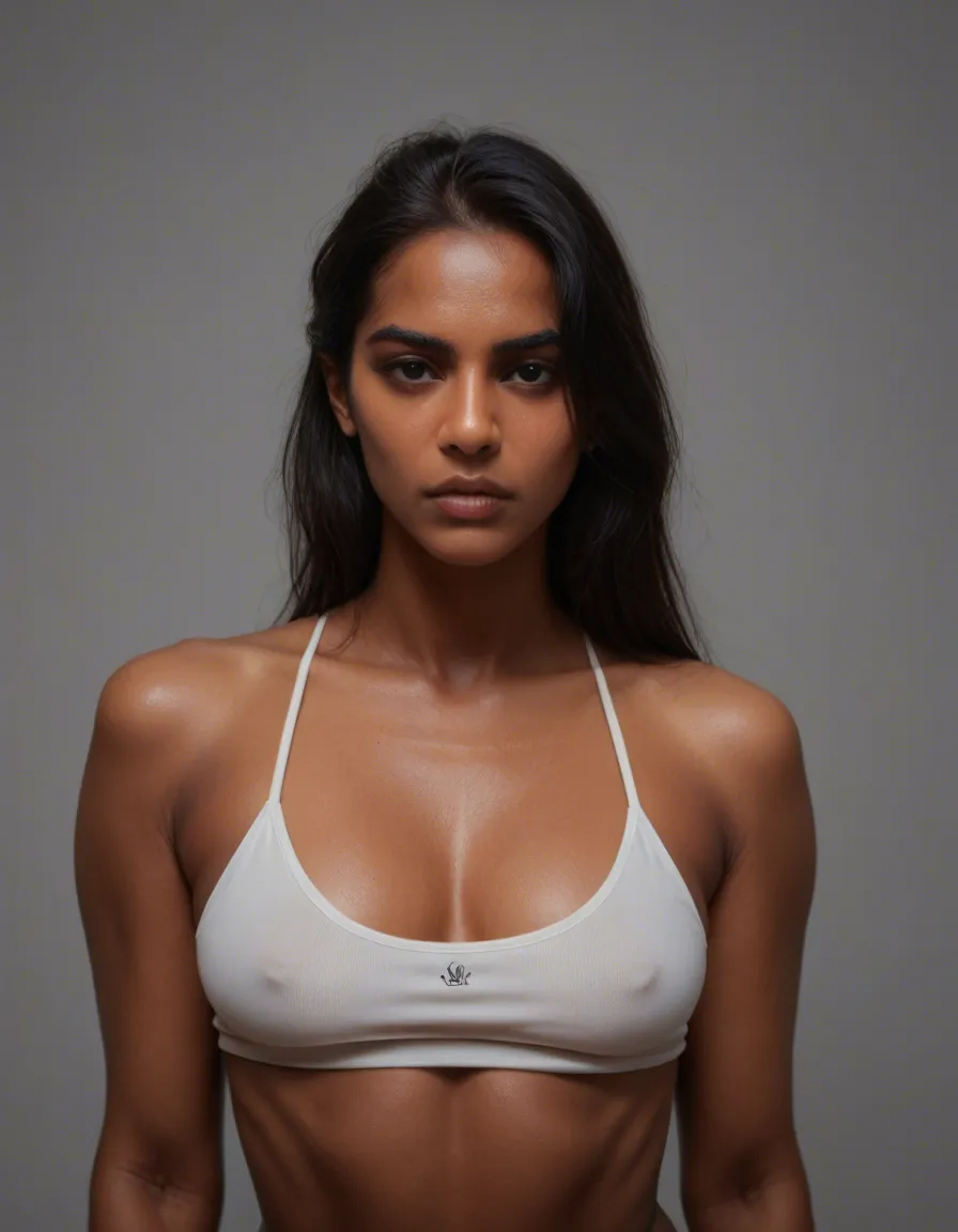 Indian origin , nonal body , small breast, black eyes, score_9, score_8, candid photo, realistic skin texture, visible skin pores, film grain, depth of field