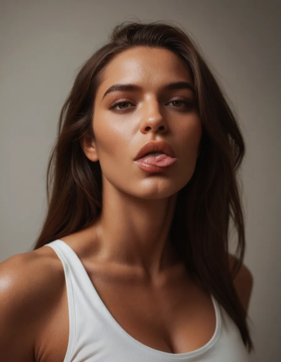 studio quality, sharp focus, solo, brown hair, skirt, futanari, natural skin texture, thick lips, dick deep in mouth, score_9, score_8, candid photo, realistic skin texture, visible skin pores, film grain, depth of field