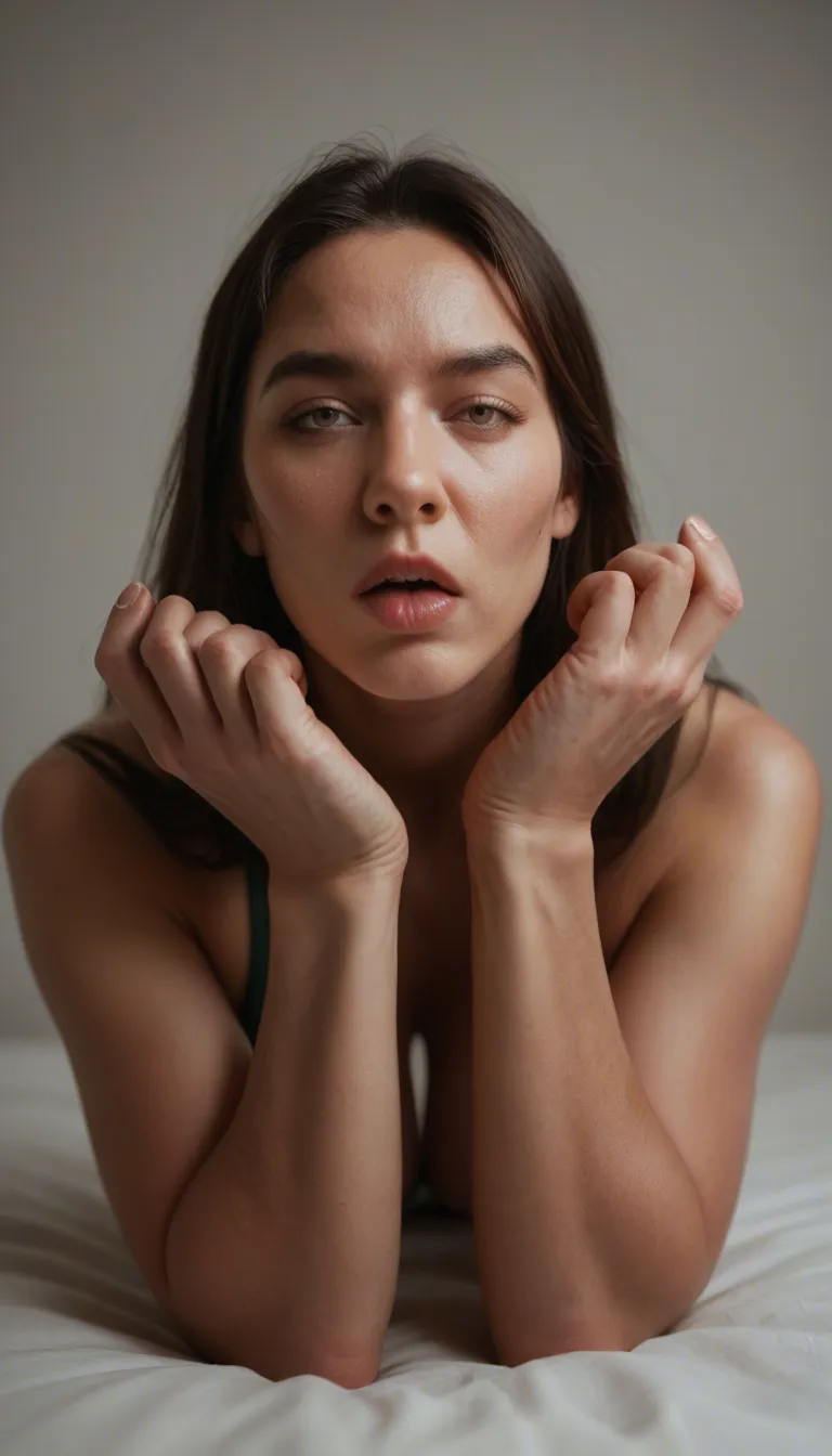 A tall Chinese woman stomps on my face with big, wrinkly feet and orgasms from my moans.